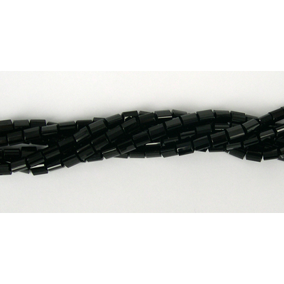 Black Agate Faceted Triangle Tube 6x8mm