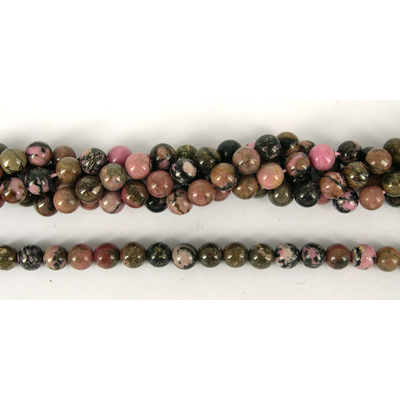Rhodonite Polished Round 8mm beads per strand 50Beads