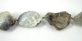 Agate Grey Nugget Polished approx 50x35mm/8Bead-beads incl pearls-Beadthemup