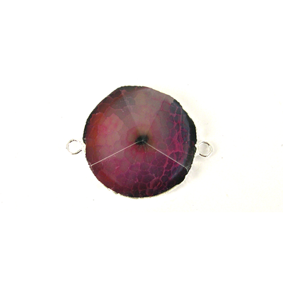 Agate Dyed Connecter Silver 48x35mm Violet