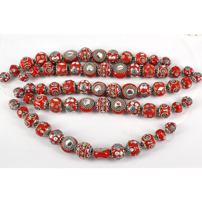 Kashmiri Mix RED 13 beads 13-18mm