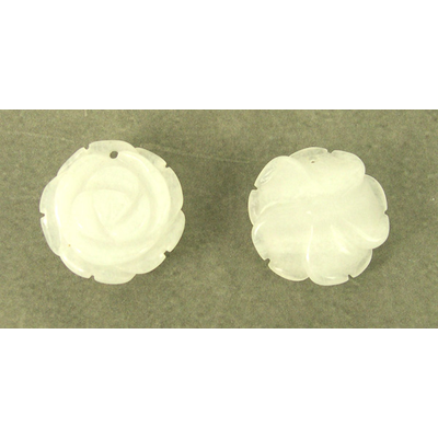 White Agate 20mm hand carved flower pend