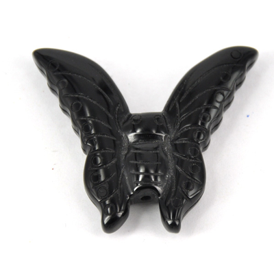Black Agate Buttetfly bead 40x45mm