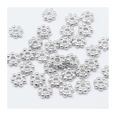 Rhodium plate Base Metal Beads Daisy 5mm 20 pack