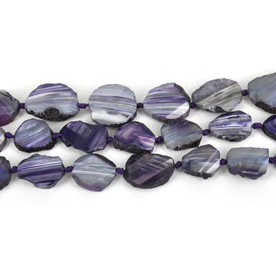 Agate Dyed Purple 33mm Faceted flat round nugget