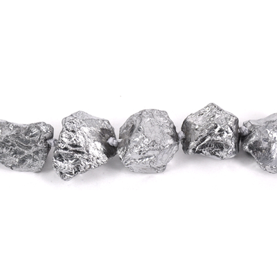 Silver colour plated quartz nuggets