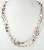 Sterling Silver Rose & Clear Quartz Pearl Nlace-jewellery-Beadthemup