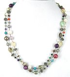 Sterling Silver Gemstone & Pearl Necklace-jewellery-Beadthemup