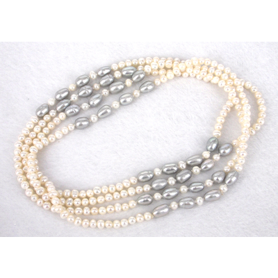 Fresh Water Pearl Knotted Necklace 160cm White/G