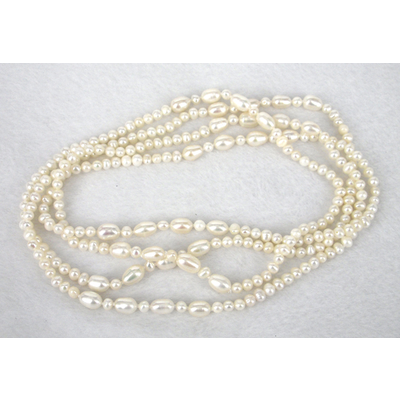 Fresh Water Pearl Knotted Necklace 160cm White