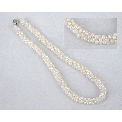 Fresh Water Pearl woven 10mm wide Necklace 46cm