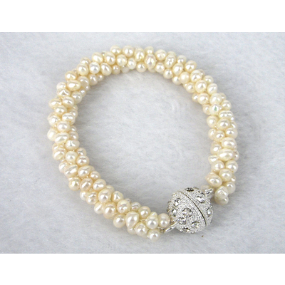 Fresh Water Pearl woven 10mm wide Bracelet 18cm