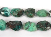 Chrysocolla Faceted Nugget 28x24mm beads per strand 1-beads incl pearls-Beadthemup