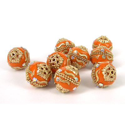 Kashmiri Bead Orange 18mm Bead