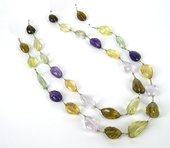 Multi stone Faceted  strand approx 16mm-beads incl pearls-Beadthemup