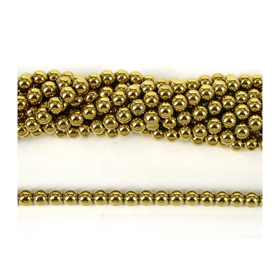 Hematite plated  Gold Colour 4mm Round beads per strand 100