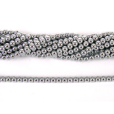 Hematite plated  Silver Colour 4mm Round beads per strand 100