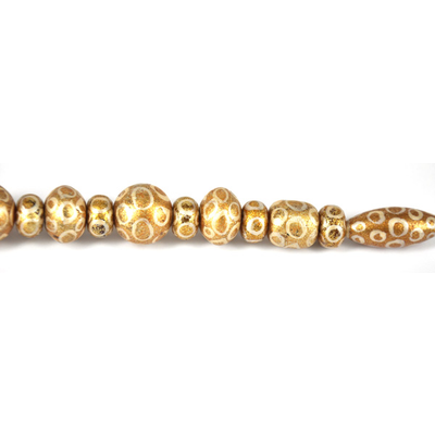 Glass Bead Mix Gold 22cm strand 17Beads