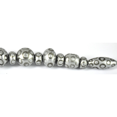 Glass Bead Mix Silver 22cm strand 17Beads