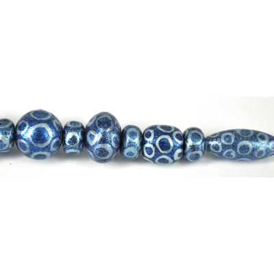 Glass Bead Mix Blue 22cm strand 17Beads