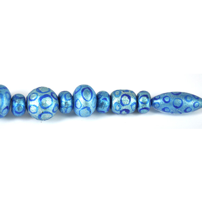 Glass Bead Mix Aqua 22cm strand 17Beads