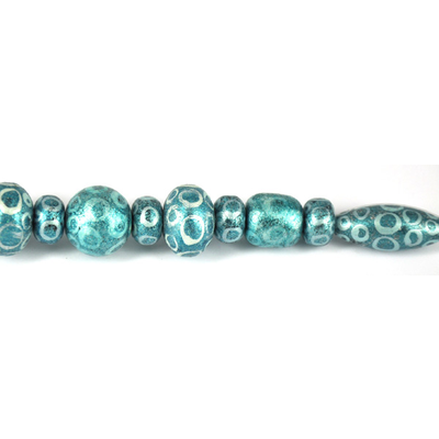 Glass Bead Mix Turquiose 22cm strand 17Beads