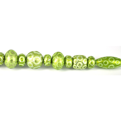 Glass Bead Mix Green 22cm strand 17Beads
