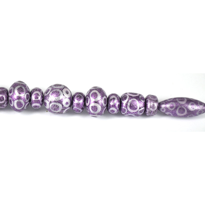 Glass Bead Mix Purple 22cm strand 17Beads