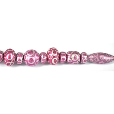 Glass Bead Mix Pink 22cm strand 17Beads