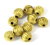Gold plate  Copper Bead Grooved 9mm round 10p-findings-Beadthemup