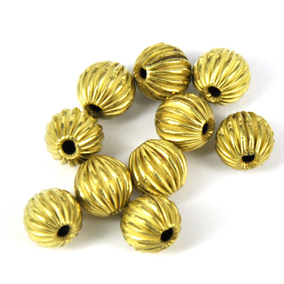 Gold plate  Copper Bead Grooved 9mm round 10p