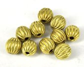 Gold plate  Copper Bead  Grooved 8mm round 10-findings-Beadthemup