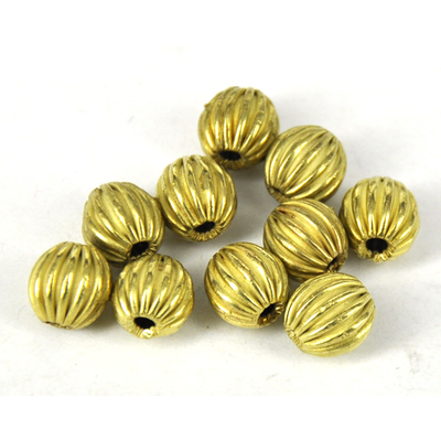 Gold plate  Copper Bead  Grooved 8mm round 10
