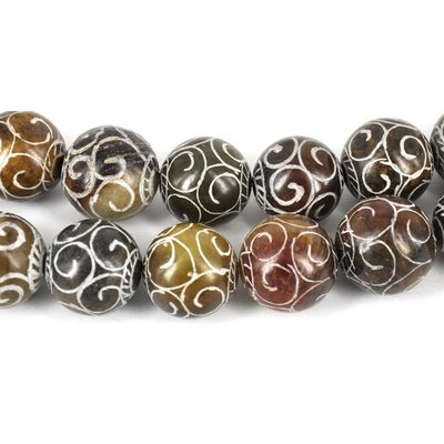 Jade 25mm Carved Round each bead