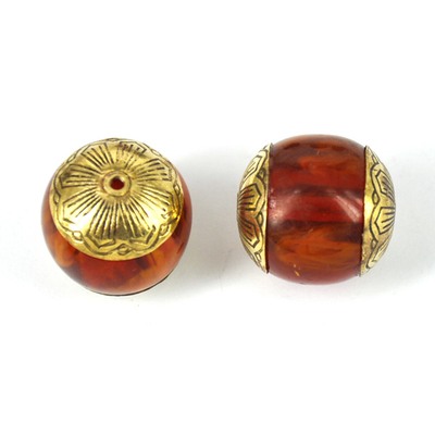 Resin bead with Gold cap 22mm EACH