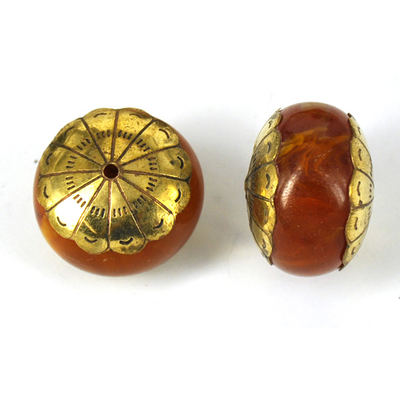 Resin bead with gold cap 17x27mm EACH