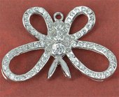 Sterling Silver Pendant Butterfly CZ 28x18mm-findings-Beadthemup