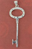 Sterling Silver CZ Key Pendant/Charm 43mm-findings-Beadthemup