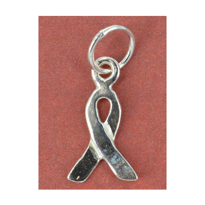 Sterling Silver Pendant 18mm Breast cancer 2 pack