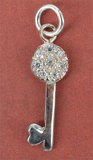 Sterling Silver Pendant  Key CZ 22mm 1 pack-findings-Beadthemup