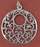 Sterling Silver Pendant Round Filligre 26x30mm 1 pack-findings-Beadthemup