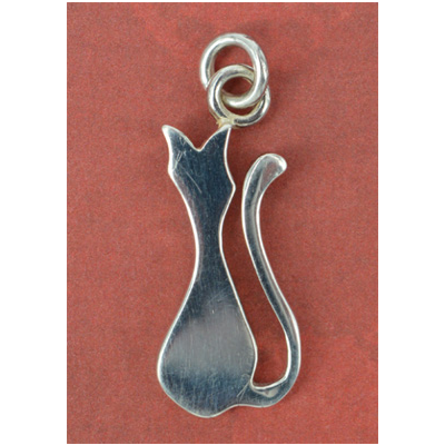 Sterling Silver Pendant 22mm Cat charm