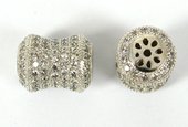 Rhodium  plate brass CZ Tube Bead 10x13mm-findings-Beadthemup