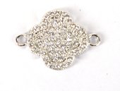 Rhodium plate CZ Connecter Flower 20x15mm incl rings-findings-Beadthemup