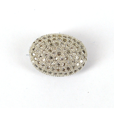 Rhodium  plate brass CZ Oval Bead 15x10mm