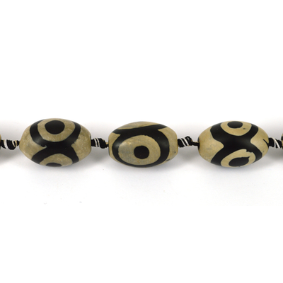 Tibetan Agate 28x18mm Olive Bead