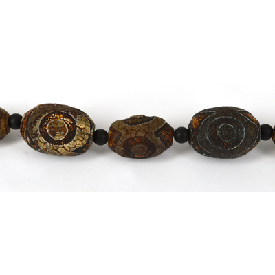 Tibetan Agate Crackled 26x18mm Bead