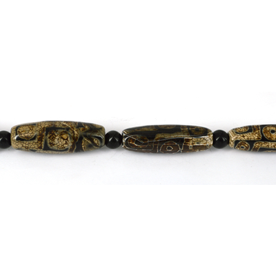 Tibetan Agate 40x12mm Olive Bead