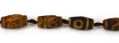 Tibetan Agate 25x13mm Olive Bead-beads incl pearls-Beadthemup