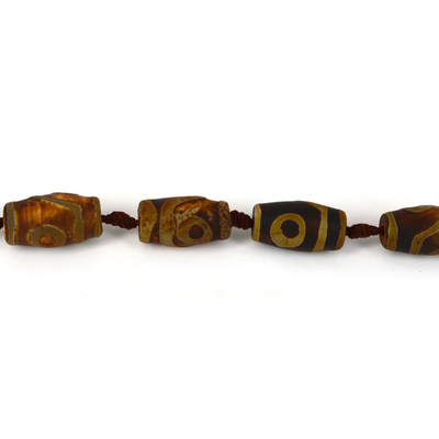 Tibetan Agate 25x13mm Olive Bead